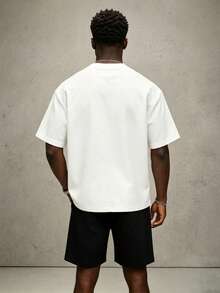 Men's Summer Fashion Los Angeles Short Sleeve T-Shirt And Shorts 2 Pieces Casual Everyday Set - Black and White - View 2