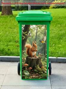 1pc Cartoon Squirrel Stickers, 37*82cm Self-Adhesive, Suitable For Plastic Surfaces, Removable, Home Decor, Applicable To Trash Cans, Walls, Bathrooms, Refrigerators, Smooth Surface, Fun Themed Decor, Cover Wall Imperfections - Squirrel - View 7
