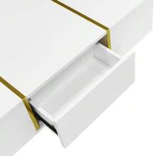 White Lacquered Coffee Table, Modern And Sleek, With 2 Drawers - 白色 - 查看 9