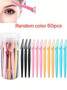 60pcs Eyebrow Trimmer And Razor Set, Exfoliating Shaving Tool, Body Hair Removal Trimmer And Facial & Kit, Long Handle Blades With Precision Protective Cover, Women's Eyebrow Grooming Tool, Suitable For Daily Or Travel Use, Face Razor - Multicolor - View 15