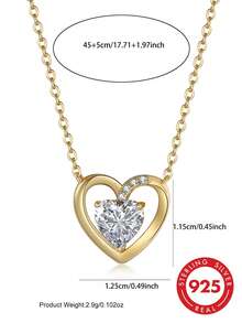 Collar con colgante de corazón de plata de ley 925, joyería versátil para mujeres, regalo para novia, esposa, madre en cumpleaños, aniversario - Multicolor - Ver 4