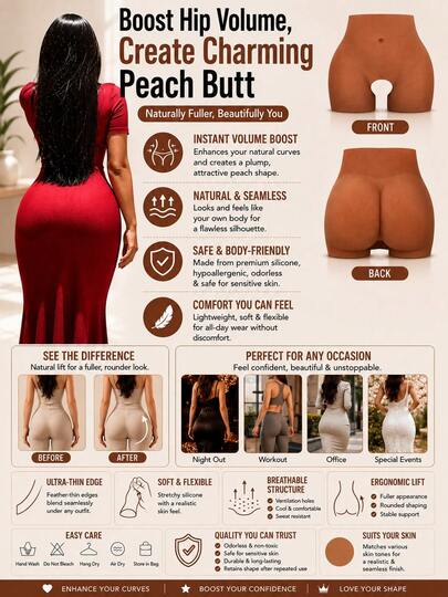 European & American Invisible Silicone Butt Pad Shaping Pants, Thickened Butt Pad Design, Hip Lifting & Butt Sculpting
