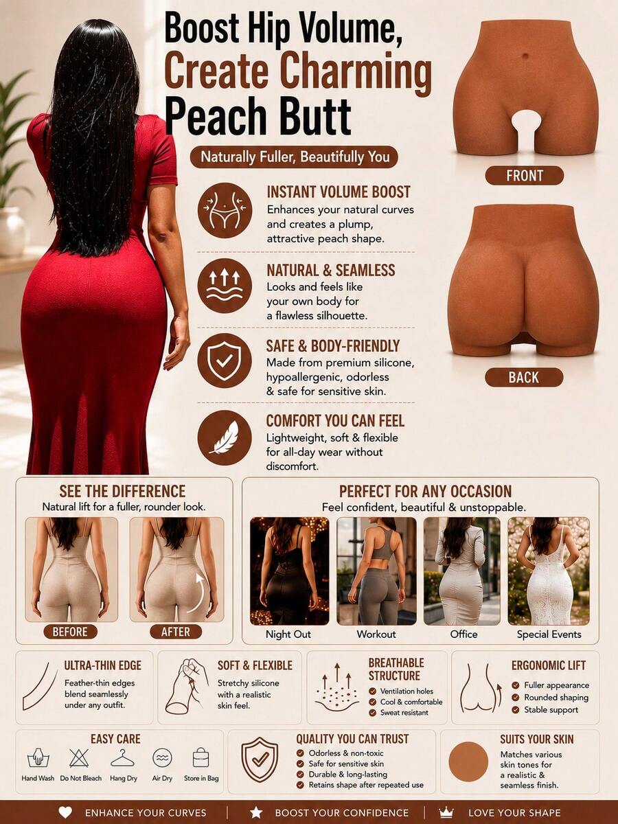 European & American Invisible Silicone Butt Pad Shaping Pants, Thickened Butt Pad Design, Hip Lifting & Butt Sculpting - Beige - View 1