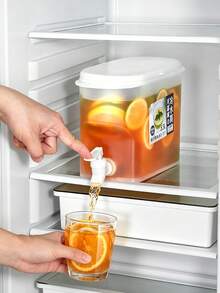 1/2/3pcs 3.5L Plastic Beverage Dispenser With Faucet, Fridge Drink Dispenser, Wide Mouth Narrow Body Container, Suitable For Fruit Tea, Lemonade, Ideal For Fridge And Party Use - View 2