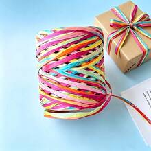 1 pieza Cuerda de papel de rafia de colores, cuerda de papel de rafia creativa DIY trenzada para envolver regalos, decoración de ramos, cinta de papel de rafia de colores para envolver regalos, perfecta para envolver regalos, arreglos florales y ramos de boda, cuerda de papel para decoración de fiestas - Rafia - Ver 10