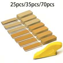 25/35/70pcs Yellow Sand Micro Fine Sandpaper Set (With Oxide Abrasive) - Hand Polishing Block, Suitable For Small Wooden Crafts, Narrow Space Metal Polishing, Model Making And Precision Polishing - Yellow - View 1