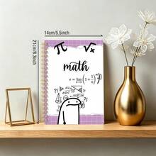 1pc A5 Spiral Notebook, Playful π Equation Cartoon Cover Journal, Back To School Must-Have Supplies, Math Homework Draft Memo Notebook, Adorable Humorous STEM Student Stationery Gift - MATH - View 2