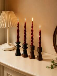 4pcs Scented Long Taper Candles 20cm*2cm, 7 Hours Burning Time, Christmas Halloween Home Table Decor, Wedding Party Candle Holder Decoration Fragrance Candles - Mixed - View 6
