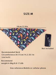 Deep Blue Polyester Dinosaur Pattern Pet Bandana, Also Serves As Drool Bib, Suitable For Happy Puppies, Fits Small To Medium Pets Like Cats And Dogs (E.G., Bichon, Teddy), Suitable For Indoor Or Outdoor Play Year-Round, Not Suitable For Large Dog Breeds - Blue - View 7