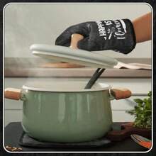 8 Pcs Kitchen Towels And Oven Mitts Sets Pot Holders Dishcloths Set Kitchen Decorative Accessories Absorbent Potholders Heat Resistant For Chef Baking Cooking - Black - View 6