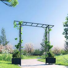 Metal Garden Arbor High Wide Outdoor Arch Frame For Climbing Plants Vegetables Pergola Backyard Lawn Pathway Decor Rustproof Steel Archway Decoration Black Single Pack - Metal Garden Arbor With Planters - View 5