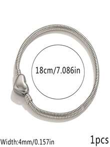 1 Pack Vintage Stainless Steel Snake Chain Bracelet For Men Women, Adjustable Clasp Fits European Beads, Waterproof Stackable Daily Jewelry Gift - Bracelet - View 14