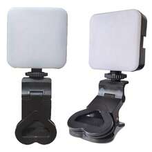 Borriig 1pc Portable Mini Clip-On Fill Light, Selfie Ring LED Light, Adjustable Brightness LED Video Light, Suitable For Camera And Camcorder Vlogging, Can Be Used For Photo Selfie, Video Recording, Zoom Meeting, Interview, Live Streaming, Vlog, Family Gathering, Christmas Party Shooting, Also Suitable For Handheld Selfie And Outdoor Activities - Black - View 4