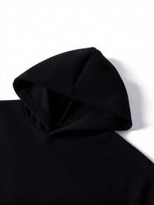 Sudadera con capucha de bloques de color y patchwork para hombre - Negro - Ver 5