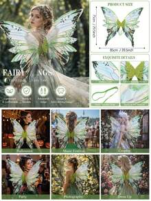 Sparkling Forest Fairy Wings With Elastic Straps, Lightweight Watercolor Butterfly Wings For Women Cosplay, Halloween & Festivals - View 8
