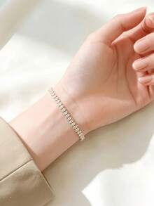 1件時尚經典 2.5mm 亮面立方鋯石網球手鍊，男女適用，適合日常配戴與送禮 - 馬眼手鍊可調節 - 查看 2