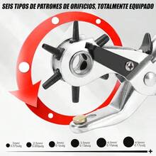 1 pieza de alicates perforadores de cuero sintético de alta resistencia con mango de goma roja para cinturones, proyectos de costura y manualidades. NEKR - 1 - Ver 7