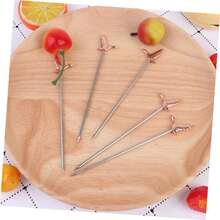 5 Pieces Stainless Steel Fruit Forks Greylag Design Copper Color Reusable For Parties Bars And Desserts - View 5