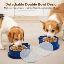 Detachable Double Pet Bowl Feeder Set With 304 Stainless Steel Bowls, Transparent Dustproof Lids, Non-Slip Base, Easy Plug-In Assembly, Multi-Color For Travel & Home - 800ml - View 9