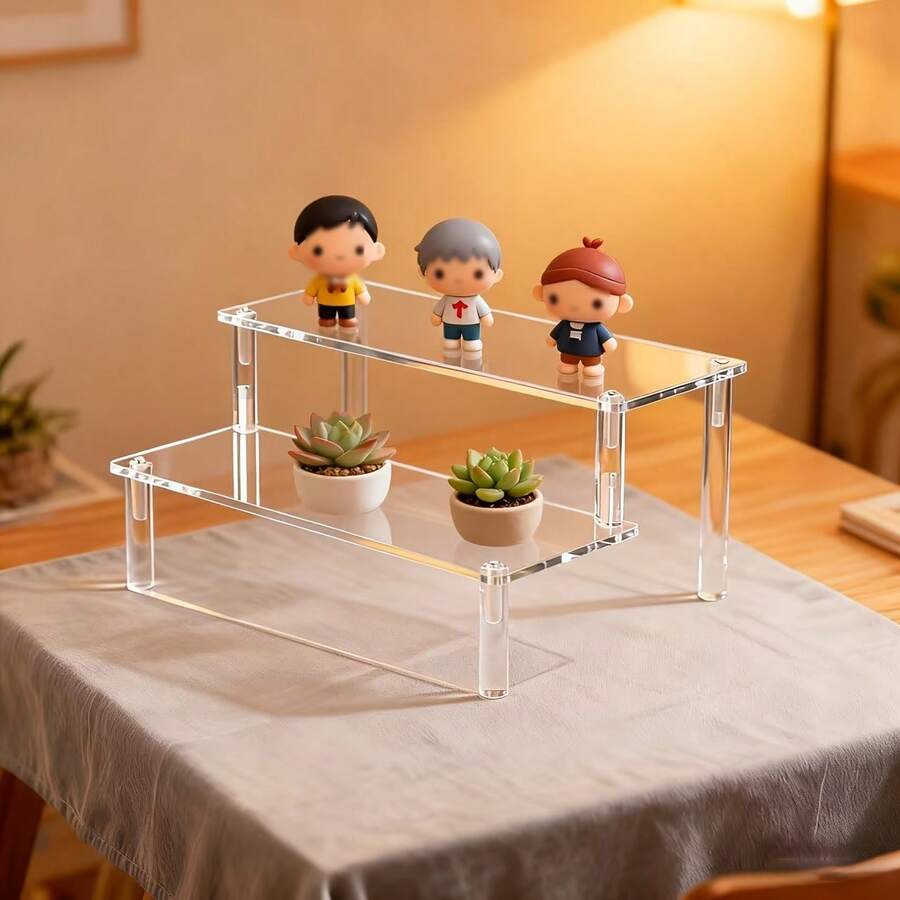 Transparent Acrylic Tiered Display Stand, Blind Box Figure Storage Rack, Desktop Organizer Multi-Layer Cosmetic Shelf