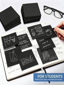 8pcs Square Self-Adhesive Memo Pads, Fluorescent Colorful Sticky Notes, Student Note Strips, Reusable, Aesthetic Macaron Bright Solid Color Minimalist Design, Premium Thick Paper Material, Strong Adhesion Firm Attachment Without Peeling, Back To School Supplies - one-size - View 8