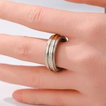 DIYCCPC Bohemian Style Vintage Zirconia Wide Ring Set (2pcs), Unisex Dual-Color Rings, Suitable For Daily Wear, Parties, Festivals - Multicolor - View 5