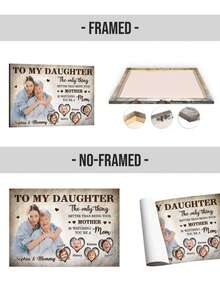 Catygift Custom Rustic To My Daughter Photo Canvas / Mother's Day Gift For New Mom Family Wall Art - As Shown - View 11