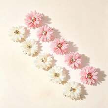 10pcs Pink And Beige Daisy Shaped Rhinestone Hair Clips, Suitable For Women, Used To Fix Side Hair. Simple Design, Versatile Use, Harmless To Hair. Duck-Shaped Hair Clips, Can Be Used To Fix Side Hair Or As Hair Accessories. Perfect For Daily Wear, Also Suitable As Gifts - Multicolor - View 3