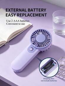 AOYI Mini Handheld Fan Portable, Battery Powered One-Button Hand Fan, Makeup Lash Fan For Women, Outdoor Travel Vacation Essentials For Daily Commute, Office, Shopping, Reading, Leisure Time (AAA Batteries Not Included) - Handheld - View 4