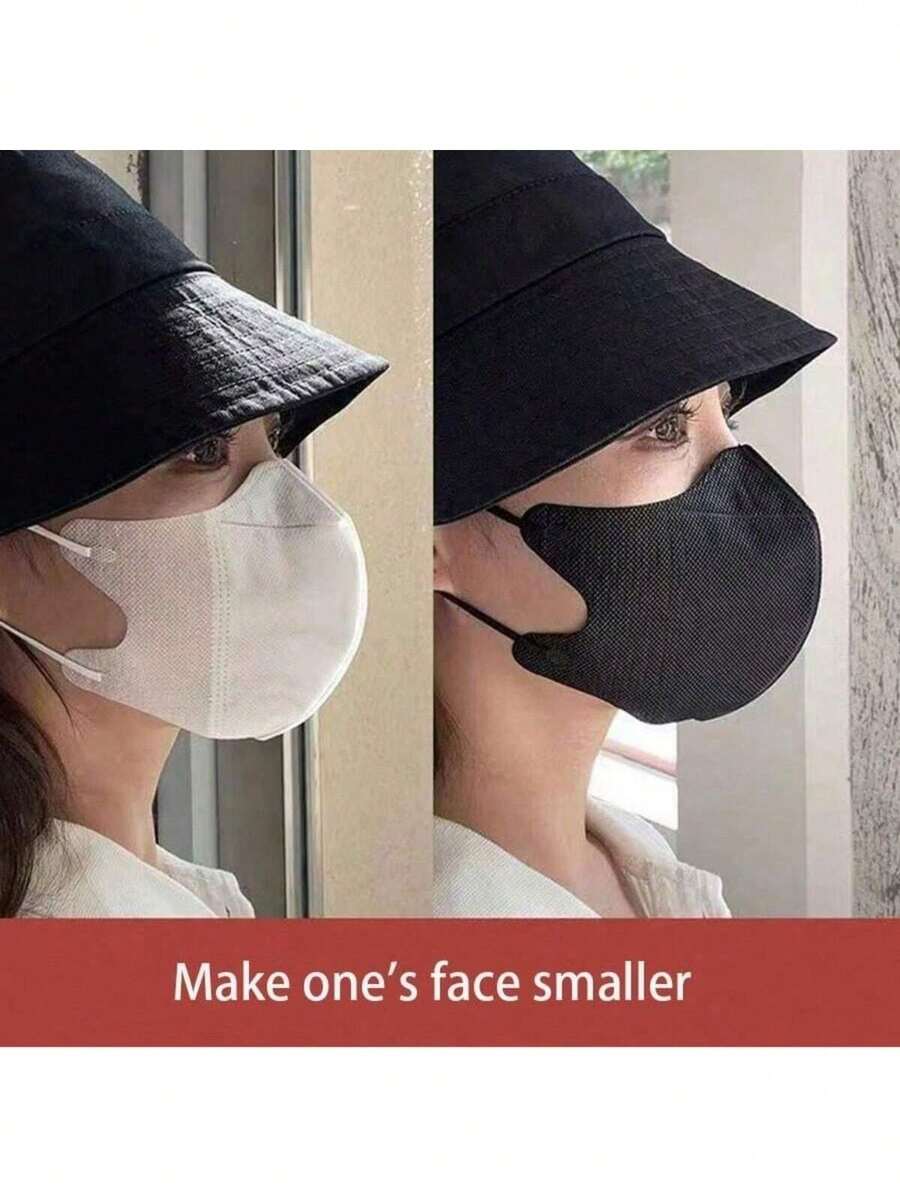 10/200pcs Disposable 3D Face Masks - White/Black, Breathable Non-Woven Fabric, Lightweight Daily Protection, Suitable For Women (Ventilate Before Use) - Multicolor - View 1