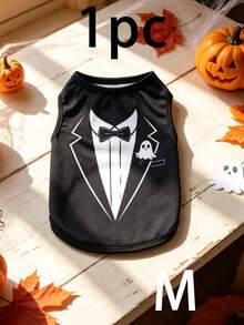 1pc Halloween Dog T-Shirt, Gentleman Tuxedo Print Pet Sleeveless Vest With Ghost Pattern, Cute Puppy Outfit, Suitable For Small And Medium Dogs, Party And Daily Wear Dog Clothes - Multicolor - View 13