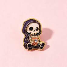Cute Skeleton Reaper Bubble Tea Lapel Enamel Pins And Brooches Badge Pins For Backpacks Bags Backpack Cool Decoration Friend For Gifts - Multicolor - View 3