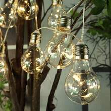 Outdoor Glass Bulb Fairy Garland, Solar Panel Powered And Equipped With 8 Diverse Flash Styles, Water Resistant Structure For Garden Wedding Scene Ornament - Star - View 4