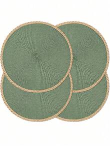 4/6pcs 15 Inch Black Round Woven Placemats, Washable, Wipeable, Heat-Resistant, Suitable For Holiday Parties, Indoor/Outdoor Daily Use, Birthday Parties, Wedding Dinners, Home Kitchen Dining Table Decoration Non-Slip Mats - Brown - View 11