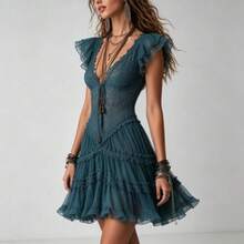 Women Short Dresses - Navy Blue - View 3