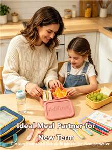 Customized Back To School Silicone Lunch Box, Back To School Gift, Personalized Student Food Storage Portable Meal Container, Practical School Supplies, Suitable For Students, Office Workers, Home Meal, Fruit, Dessert Storage - New - View 3