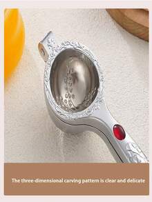 1pc Luxury High-End Gemstone Carved Alloy Juicer, Manual Convenient Labor-Saving Ergonomic Fresh Fruit Juice Presser - Silver - View 3