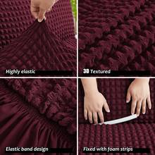 1Pc Stretch Sofa Bed Cover With Ruffled Skirt, Elastic One-Piece Slipcover, Soft Polyester-Spandex Fabric, Machine Washable Furniture Protector For Living Room&Guest Bed - Burgundy - View 6