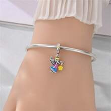 1pc S925 Sterling Silver Glow-In-The-Dark Beaded Pendant, Angel, Wizard, Star, Light Bulb, Colorful Light Multiple Styles, Glow-In-The-Dark Enamel With Rhinestone Details, Comes With Gift Box, Suitable For Bracelet Necklace DIY, Romantic Personalized Commemorative Accessory That Glows At Night - Multicolor - View 10