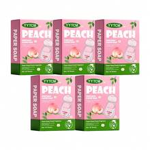 YYTCM Sabun Lembaran Portabel Peach 50 lembar, Kotak Penyimpanan Mini Tutup Flip, Sabun Tangan Sekali Pakai, Kertas Sabun untuk Perjalanan Luar Ruangan, Pelajar, Sabun Pembersih Lembut Portabel, Busa Melimpah, Mudah Dibilas, Tanpa Residu - Persik - View 12