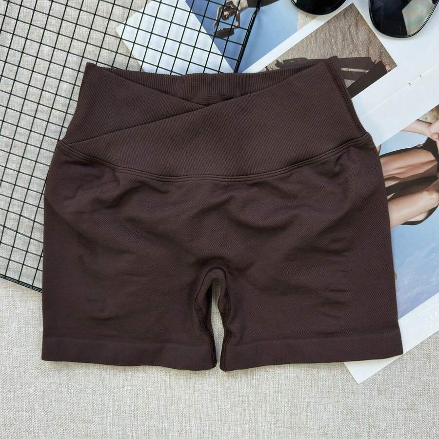Women's Athletic Shorts, Criss-Cross Waistband Design, Yoga Shorts Sports Summer