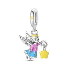 1pc S925 Sterling Silver Glow-In-The-Dark Beaded Pendant, Angel, Wizard, Star, Light Bulb, Colorful Light Multiple Styles, Glow-In-The-Dark Enamel With Rhinestone Details, Comes With Gift Box, Suitable For Bracelet Necklace DIY, Romantic Personalized Commemorative Accessory That Glows At Night - Multicolor - View 15