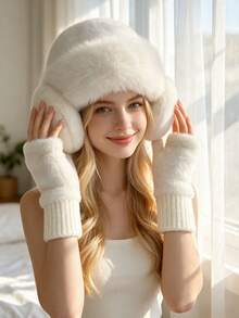 1/3 piezas Conjunto de accesorios de invierno cálido adecuado para mujeres. Incluye guantes, bufandas y gorros. Es perfecto para clima frío y actividades al aire libre. - A - Ver 3
