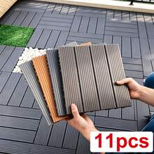Waterproof Interlocking PVC Deck Tiles, 11Pcs Non-Slip Patio Flooring Tiles, Weather Resistant For Garden Balcony Terrace - Multicolor - View 1