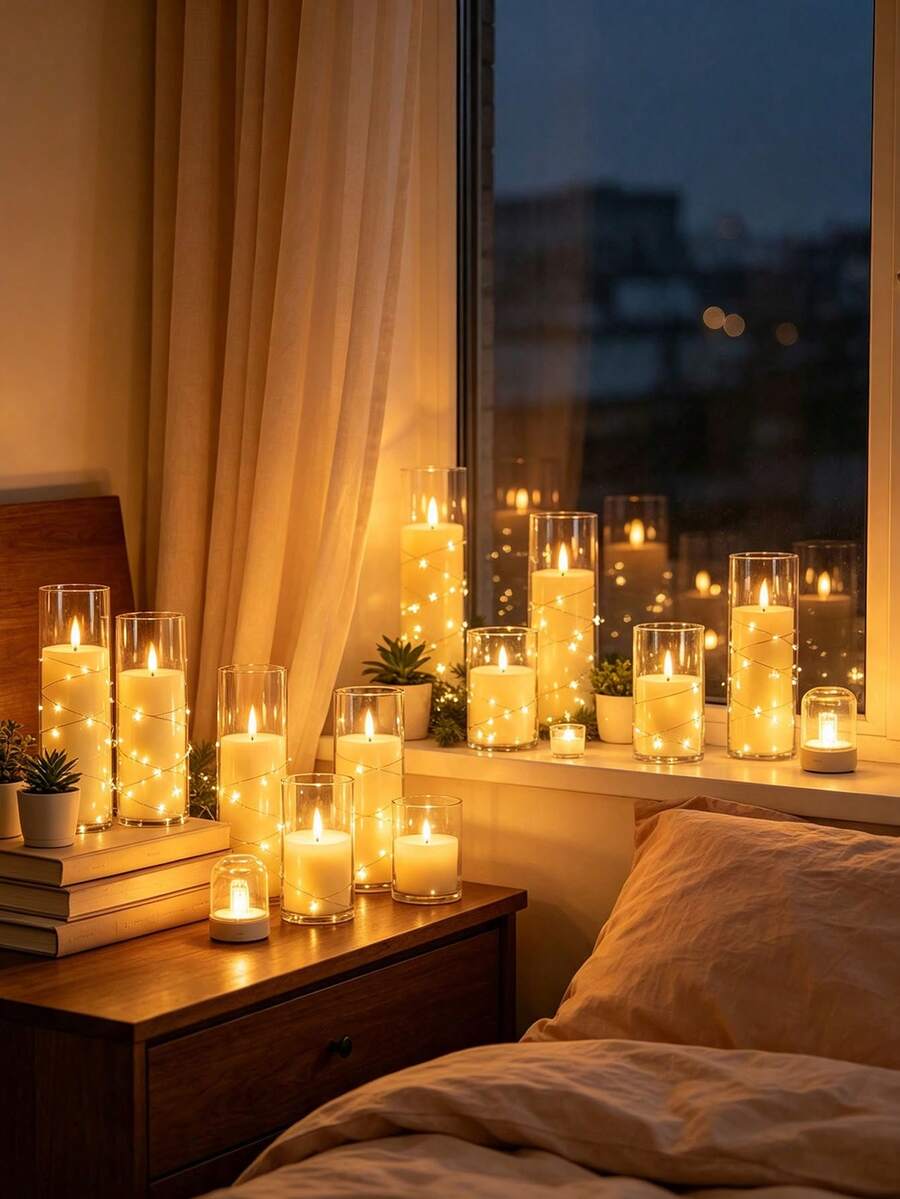 3 Set/1 buah Lampu Dekoratif Suasana Lilin Tanpa Api LED, Bertenaga Baterai (Termasuk Baterai) Lampu Suasana Lilin, Cocok Untuk Dekorasi Pesta Pernikahan Dalam/Luar Ruangan dan Lamaran - MultiWarna - View 1
