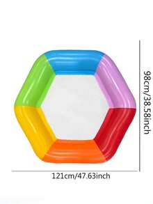 1pc Hexagon Colorful Inflatable Floating Bed Summer Pool Entertainment Double Large Size Thickened Water Float - Multicolor - View 6