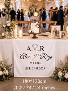 Customized Wedding Table Runner - Linen Banner With Surname, Wedding Reception Decor, Gift For Newlyweds, Suitable For Anniversary, Wedding Celebration - Multicolor - View 9