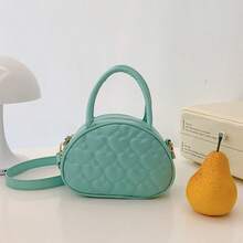 Bolso de hombro para niña de cuero PU con bordado de hilo, color liso, bolso bandolera - A - Ver 11