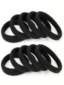 200/100/50/20pcs Large Black Hair Ties, Thick Seamless Elastic Ponytail Hair Bands For Women And Girls, Non-Damaging, Suitable For Thick Hair - Black - View 4