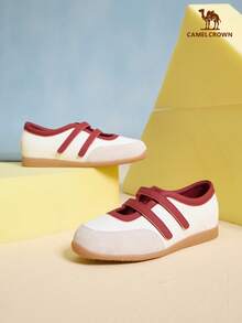 CAMEL CROWN Women's New Autumn Anti-Slip Comfortable Casual Running Sports Shoes - White/Red - View 1